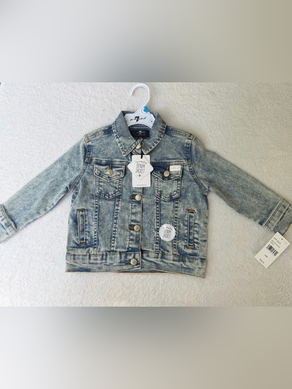 7 For All Mankind Kids Washed Blue Denim Jacket